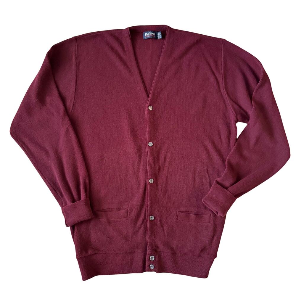 Vintage Par Four Sportswear Cardigan Sweater Men Sz XL‎ Tall Maroon Grandpa Golf